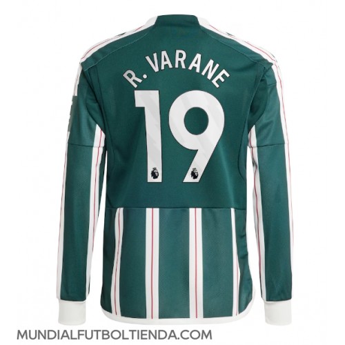 Camiseta Manchester United Raphael Varane #19 Segunda Equipación Replica 2023-24 mangas largas